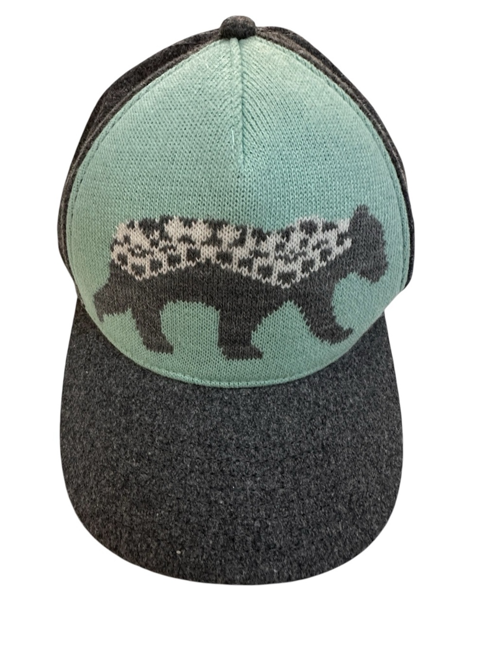 Pistil Women's Ursa Mint and Charcoal Bear Wool Knit Baseball Cap